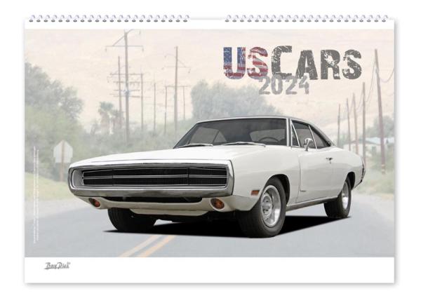 A2 Wandkalender 2024 mit Motiven von US-Cars